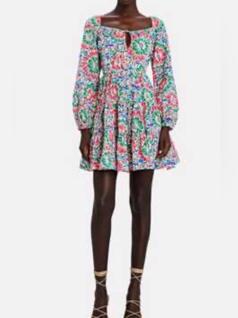 RIXO Long Sleeve Mini Dress Hibiscus Floral Size 2 US